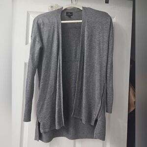 Gray Open Front Cardigan Sweater